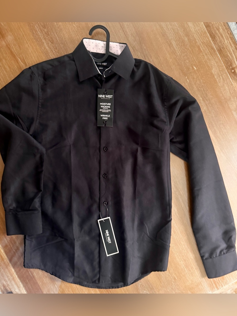 New Mens Nine west black slim fit dress shirt